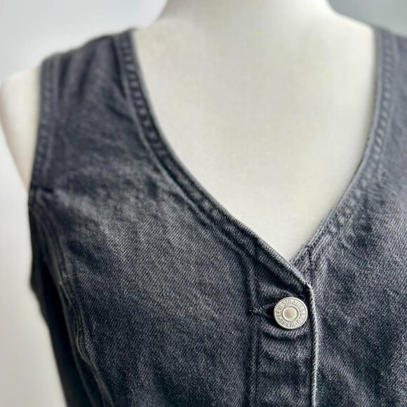 Levi’s Washed Black Denim Button-Front Short Dress with Pockets – US M - Picture 8 of 12